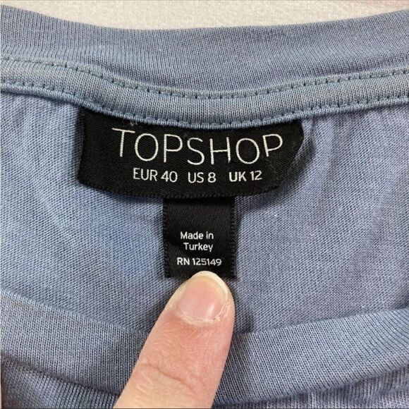 Topshop Womens Blue Short Sleeve Crewneck T-Shirt Mini Dress Size 8 - Picture 5 of 9